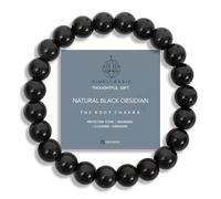SIMPLÍ BASIC Natural Black Obsidian Healing Gemstone Crystal Bracelet 8mm Bead | Protection, Grounding & Energising |Stress Relief & Cleansing | Beaded Bracelet| Mum Girlfriend Gifts for Him & Her