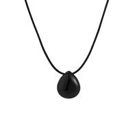 SIMPLÍ BASIC Natural Black Stone Agate Pear Drop Black Cord Necklace, Perfect Jewellery Womens gift sets, Unisex Necklaces with Gift Box
