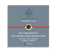 SIMPLÍ BASIC Red String Bracelet with Black Obsidian Stone Jewellery for Unisex 18k Plated Jewellery Thread Bracelet Gift Box & Pouch (Red String With Black Obsidian)