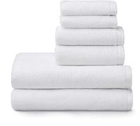 Simpli-Magic 79450 Popcorn Textured Bath Towels Set, 2 Bath Towels, 2 Hand Towels, 2 Washcloths, 6 Pieces, White