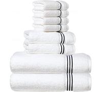 Simpli-Magic 8-Piece Premium Towel Set, 2 Bath Towels, 2 Hand Towels, and 4 Wash Cloths, 100% Ring Spun Cotton Highly Absorbent Towels for Bathroom, Gym, Hotel, and Spa