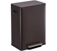 Simpli-Magic Infinity Edge 60 Liter / 16 Gallon Rectangular Hands-Free Extra Large Kitchen Step Trash Can, Soft-Close Single Lid Recycling Bin, Stainless Steel, Brown