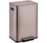 Simpli-Magic Infinity Edge 60 Liter / 16 Gallon Rectangular Hands-Free Extra Large Kitchen Step Trash Can, Soft-Close Single Lid Recycling Bin, Stainless Steel, Gold
