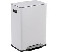 Simpli-Magic Infinity Edge 60 Liter / 16 Gallon Rectangular Hands-Free Extra Large Kitchen Step Trash Can, Soft-Close Single Lid Recycling Bin, Stainless Steel, White