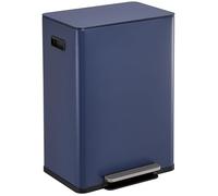 Simpli-Magic Infinity Edge 60 Liter / 16 Gallon Rectangular Hands-Free Extra Large Kitchen Step Trash Can, Soft-Close Single Lid Recycling Bin, Stainless Steel, Blue