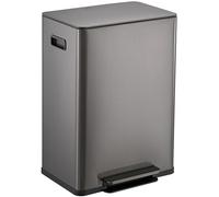 Simpli-Magic Infinity Edge 79679 Rectangular Handsfree Extra Large Kitchen Step Trash Can, SoftClose Single Lid Recycling Bin, Stainless Steel, Black, 79679