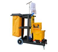 Simpli-Magic Janitorial Cart, polyethylene, Yellow/Grey, Commercial