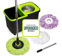 Simpli-Magic Premium Spin Mop Cleaning Bucket Set with 3 Microfiber Mop Heads Included