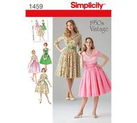 Simplicity 1459 Size U5 Misses and Miss Petite 1950's Vintage Dress Sewing Pattern, U5 (16-18-20-22-24), White