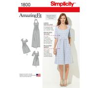 Simplicity Pattern 1800 Misses and Plus Size Amazing Fit Dresses Size, 10-12-14-16-18 White