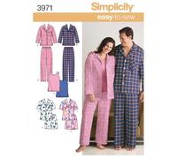 Simplicity 3971Women's & Men's Plus Size Sleepwear, Paper, White, AA (S,M,L)