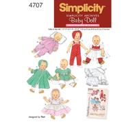 Simplicity 4707Doll Clothes, Paper, White, A (S,M,L)