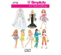Simplicity 4719Doll Clothes, Paper, Multicoloured, One Size