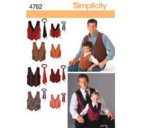 Simplicity 4762Boys and Men Vests and Ties, Paper, White, A (S M L/S M L XL)