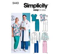 Simplicity 5443Women's & Men's Plus Size Scrubs, Paper, White, BB (XL XXL XXXL)