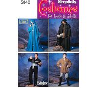 Simplicity 5840Women's, Men & Teen Costumes, Paper, White, A (XS,S,M,L,XL)