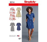 Simplicity Sewing Pattern 8014H5 Misses' Shirt Dress, Paper, White, H5 (6-8-10-12-14)