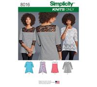 Simplicity 8016A Misses Knit Tops with Lace Variations Sewing Pattern, Paper