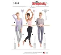 Simplicity 8424Pattern 8424 Women's Knit Leggings in Two Lengths and Three Top Options, Paper, White, A (XXS-XS-S-M-L-XL-XXL)