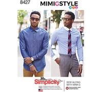 Simplicity 8427Pattern 8427 Men's Fitted Shirt with Collar & Cuff Variations by Mimi G, Paper, White, AA (34-36-38-40-42)