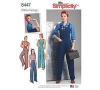 Simplicity 8447Pattern 8447 Women's Vintage Trousers, Overalls and Blouses, Paper, White, H5 (6-8-10-12-14)