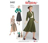 Simplicity 8462Pattern 8462 Women’s Vintage Blouse, Skirt and Lined Bolero, Paper, White, U5 (16-18-20-22-24)