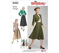 Simplicity 8462Pattern 8462 Women’s Vintage Blouse, Skirt and Lined Bolero, Paper, White, H5 (6-8-10-12-14)