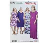 Simplicity Women's Plus Size Knit Dresses Sewing Pattern, 8590, 1XL - 5XL