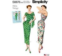 SIMPLICITY Sewing Pattern S8876 Misses'/Women's Vintage Dress and Stole, Paper, White, Various