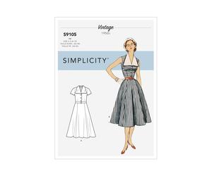 SIMPLICITY 9105 MISSES DRESSES VINTAGE 1950's Sizes 6-14 & 16-24 Skill: AVERAGE