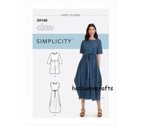 SIMPLICITY 9140 MISSES' PULLOVER DRESS Sewing Pattern 3 Styles Sizes XXS - XXL