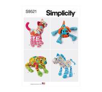 SIMPLICITY 9521 PLUSH ANIMAL SOFT STUFFED TOYS Sewing Pattern FROG CAT DOG HORSE