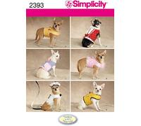 Simplicity 2393Dog Clothes, Paper, White, A (XXS-XS-S-M)