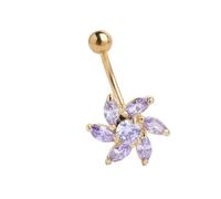 Simplicity Belly Button Ring--Fashion Colorful Zircon Flower Short Navel Nails For Women,Creativity Internally Thread Belly Dance Accessories,Summer Body Piercing Jewelry Sexy Belly Rings,Purple,2.