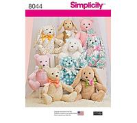 Simplicity Crafts Sewing Pattern 8044 Bear, Dog & Rabbit Stuffed Animal Toys