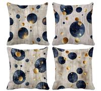 Simplicity Cushion Covers Set of 4, Soft Decorative Pillows Navy Blue Sofa Cushions Square Sofa Pillows with Invisible Zipper for Couch Sofa Bedroom Living Room Decor Spring 30x30 Inch -lsy2504V4