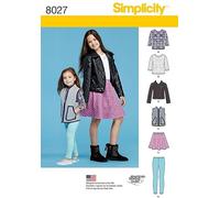 Simplicity Girls Sewing Pattern 8027 Tops, Jacket, Waistcoat, Skirt & Leggings