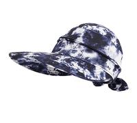 Simplicity Hats for Women UPF 50+ UV Sun Protective Convertible Beach Visor Hat, White Black Dark Blue, One Size