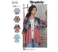 Simplicity Ladies Easy Sewing Pattern 8172 Kimono Tops with Length, Fabric & Trim Variations