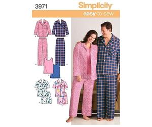 Simplicity Ladies & Mens Easy Sewing Pattern 3971 Pyjamas Sleepwear