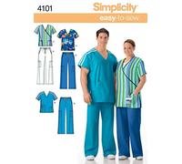 Simplicity Ladies & Mens Easy Sewing Pattern 4101 Uniforms Scrub Tops & Pants