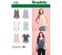 Simplicity Ladies Sewing Pattern 1107 Shaped Hemline Casual Tops in 4 Styles