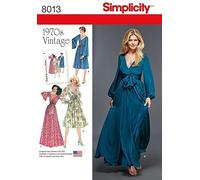 Simplicity Ladies Sewing Pattern 8013 1970s Vintage Style Faux Wrap Dresses