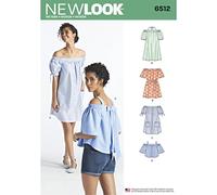Simplicity New Look Pattern 6512 Women’s Dresses and Tops in Two Lengths with Sleeve Variations, Paper, White, 22 x 15 x 1 cm