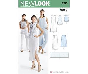 Simplicity New Look Pattern Women’s Dress/Tunic/Top/Pants/Scarf Sewing Pattern, White