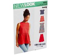 Simplicity New Look Pattern Women’s Tops with Length and Sleeve Variations Sewing Pattern, White