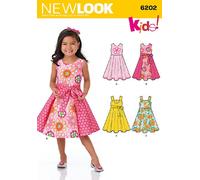 Simplicity New Look Sewing Pattern 6202: Child's Dress and Sash, Size A (3-4-5-6-7-8), Paper, Multicoloured