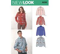 Simplicity New Look Sewing Pattern 6232: Misses' and Men's Button Down Shirt, Size A (8-18 / XS-XL), paper, Multicolor, Original Version