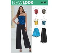 Simplicity New Look Sewing Pattern 6242: Misses' Corset Top, Pants and Skirt, Size A (4-6-8-10-12-14-16), Paper, White, 32-44
