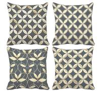 Simplicity Outdoor Cushions Beige Cushion Covers Set of 4, Waterproof Linen Decorative Pillows with Invisible Zipper Sofa Pillows for Outdoor Patio Garden Farmhouse Decor Spring 65 x 65 cm -lsy2504V9